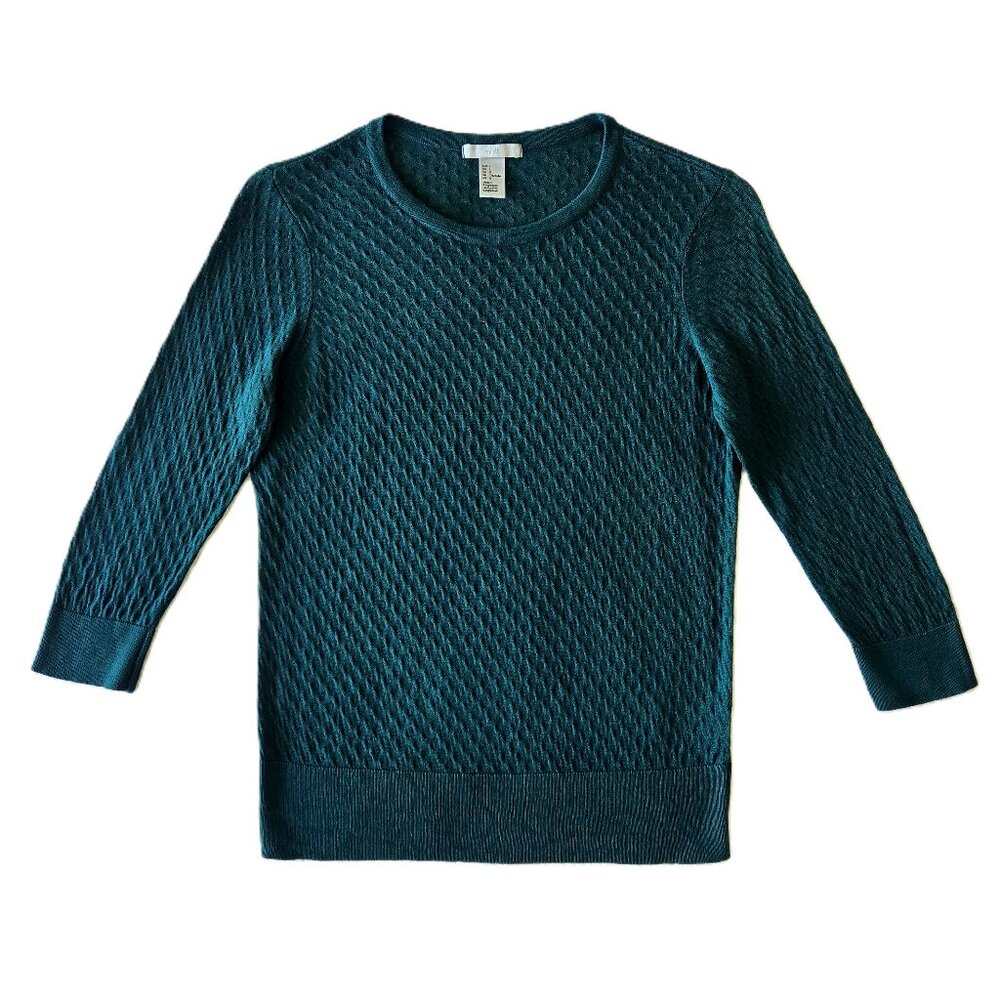 H&M Quarter Sleeve Dark Green Crewneck Sweater Juniors Large/Misses Small/Medium